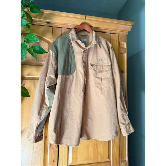 Beretta x Flint Oak Shooting Shirt – XL-Tan/Khaki with Olive Green Patches - Picture 2 of 11